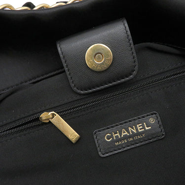 シャネル CHANEL マキシ ショッピング AS3152 ブラック ナイロン レザー グログラン 2WAYバッグ ゴールド金具 黒 チェーンショルダー