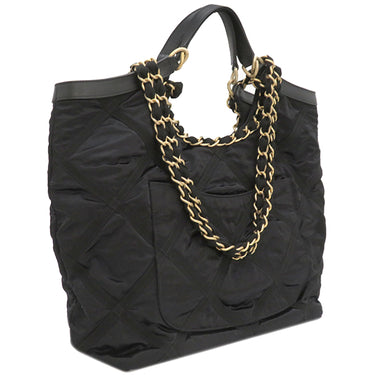 シャネル CHANEL マキシ ショッピング AS3152 ブラック ナイロン レザー グログラン 2WAYバッグ ゴールド金具 黒 チェーンショルダー