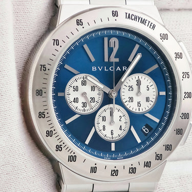 腕時計 ブルガリ BVLGARI ディアゴノ ヴェロチッシモ クロノグラフ DG41C3SSDCHTA DG41SCH 自動巻き メンズ ブルー