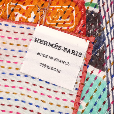 エルメス HERMES カレ70 ホワイト×ローズ×ヴェール シルク スカーフ 新品 未使用 【CHEVALOSCOPE NEON POINTILLE/シュヴァロスコープ ネオン ポワンティエ】