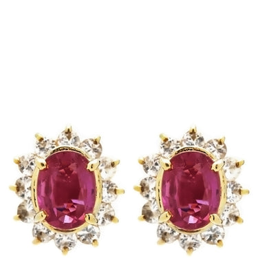 ノンブランド NON BRAND ルビー ホワイトサファイア ピアス イエローゴールド K18YG ルビー ホワイトサファイア ピアス 750 レッド 赤