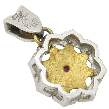 Kenji kiuchi 木内賢治 ルビー×ダイヤ  プラチナシルバー×イエローゴールド K18YG Pt900 ルビー ダイヤモンド ペンダントトップ 花モチーフ PT900×K18YG コンビ