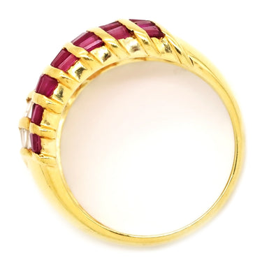 ノンブランド NON BRAND ルビー ダイヤリング イエローゴールド K18YG ルビー ダイヤモンド リング 指輪 レッド 赤 750 13号