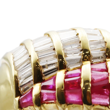 ノンブランド NON BRAND ルビー ダイヤリング イエローゴールド K18YG ルビー ダイヤモンド リング 指輪 レッド 赤 750 13号