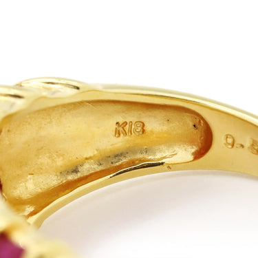 ノンブランド NON BRAND ルビー ダイヤリング イエローゴールド K18YG ルビー ダイヤモンド リング 指輪 レッド 赤 750 13号