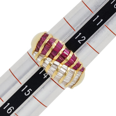 ノンブランド NON BRAND ルビー ダイヤリング イエローゴールド K18YG ルビー ダイヤモンド リング 指輪 レッド 赤 750 13号