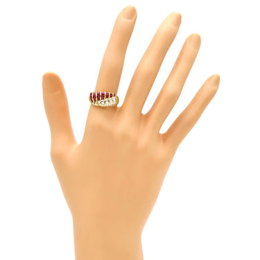 ノンブランド NON BRAND ルビー ダイヤリング イエローゴールド K18YG ルビー ダイヤモンド リング 指輪 レッド 赤 750 13号