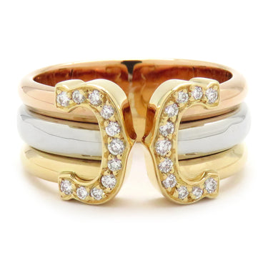 カルティエ Cartier 2Cリング ダイヤ イエローゴールドXピンクゴールドXホワイトゴールド K18PG K18YG K18WG #53(JP13) リング 指輪 ドゥーブルC スリーカラー 750 11号