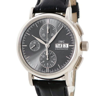 腕時計 IWC IWC ポートフィノ クロノグラフ IW378301 自動巻き メンズ OH済 K18WG無垢 グレー デイデイト