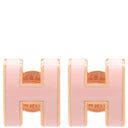 エルメス HERMES ポップアッシュ Hピアス ミニ ローズドラジェ×ピンクゴールド メタル エナメル ピアス ローズゴールド金具 H型