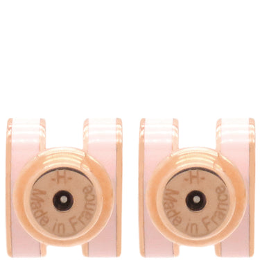 エルメス HERMES ポップアッシュ Hピアス ミニ ローズドラジェ×ピンクゴールド メタル エナメル ピアス ローズゴールド金具 H型