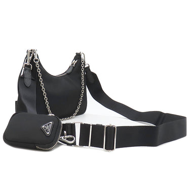 プラダ PRADA Re-Edition 2005 Re-Nylon バッグ 1BH204 ブラック ナイロン 2WAYバッグ シルバー金具 黒 三角ロゴプレート