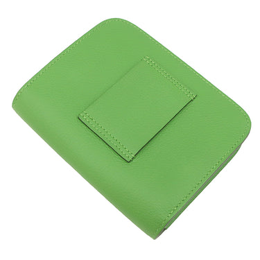 エルメス HERMES コンスタンス スリム ヴェルソ ウォレット ヴェールユッカ×モーヴペール エバーカラー 二つ折り財布 ゴールド金具 新品 未使用 緑 ピンク バイカラー