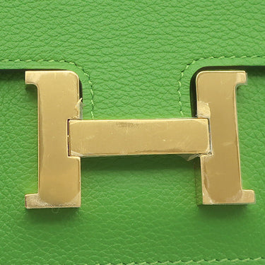 エルメス HERMES コンスタンス スリム ヴェルソ ウォレット ヴェールユッカ×モーヴペール エバーカラー 二つ折り財布 ゴールド金具 新品 未使用 緑 ピンク バイカラー