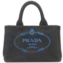 プラダ PRADA カナパ ミニ トートバッグ ブラック キャンバス 2WAYバッグ ゴールド金具 黒 青 三角ロゴプレート ハンドバッグ ショルダー