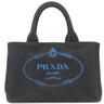 プラダ PRADA カナパ ミニ トートバッグ ブラック キャンバス 2WAYバッグ ゴールド金具 黒 青 三角ロゴプレート ハンドバッグ ショルダー