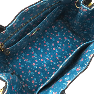 プラダ PRADA カナパ ミニ トートバッグ ブラック キャンバス 2WAYバッグ ゴールド金具 黒 青 三角ロゴプレート ハンドバッグ ショルダー