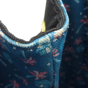 プラダ PRADA カナパ ミニ トートバッグ ブラック キャンバス 2WAYバッグ ゴールド金具 黒 青 三角ロゴプレート ハンドバッグ ショルダー