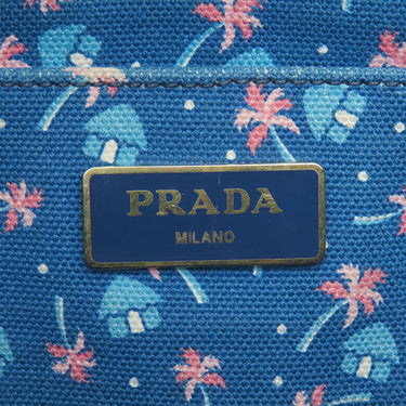 プラダ PRADA カナパ ミニ トートバッグ ブラック キャンバス 2WAYバッグ ゴールド金具 黒 青 三角ロゴプレート ハンドバッグ ショルダー