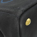 プラダ PRADA カナパ ミニ トートバッグ ブラック キャンバス 2WAYバッグ ゴールド金具 黒 青 三角ロゴプレート ハンドバッグ ショルダー