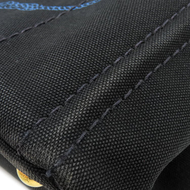 プラダ PRADA カナパ ミニ トートバッグ ブラック キャンバス 2WAYバッグ ゴールド金具 黒 青 三角ロゴプレート ハンドバッグ ショルダー