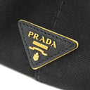 プラダ PRADA カナパ ミニ トートバッグ ブラック キャンバス 2WAYバッグ ゴールド金具 黒 青 三角ロゴプレート ハンドバッグ ショルダー