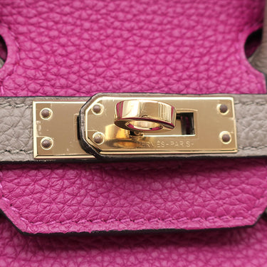 エルメス HERMES バーキン25 ローズパープル×トゥルティエールグレー トゴ ハンドバッグ ゴールド金具 【PO品】 紫 グレージュ バイカラー リカラー有