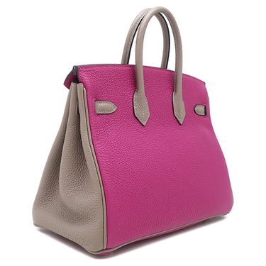 エルメス HERMES バーキン25 ローズパープル×トゥルティエールグレー トゴ ハンドバッグ ゴールド金具 【PO品】 紫 グレージュ バイカラー リカラー有