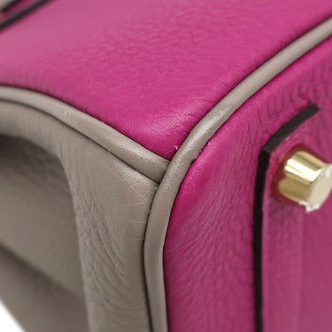 エルメス HERMES バーキン25 ローズパープル×トゥルティエールグレー トゴ ハンドバッグ ゴールド金具 【PO品】 紫 グレージュ バイカラー リカラー有