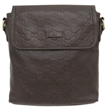 グッチ GUCCI グッチシマ 223666 ダークブラウン レザー ショルダーバッグ ゴールド金具 茶