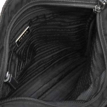 プラダ PRADA 三角ロゴ VA0251 ブラック ナイロン レザー ショルダーバッグ シルバー金具 黒