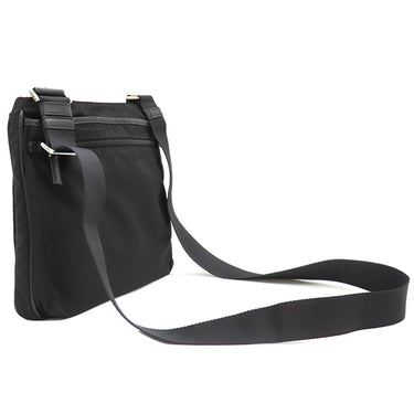 プラダ PRADA 三角ロゴ VA0251 ブラック ナイロン レザー ショルダーバッグ シルバー金具 黒