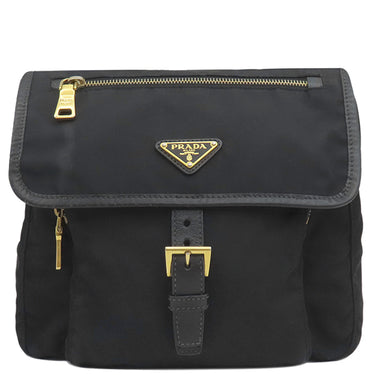 プラダ PRADA テスート ショルダー ブラック ナイロン レザー ショルダーバッグ ゴールド金具 黒 三角ロゴプレート