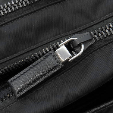 プラダ PRADA Re-Nylon xサフィアーノレザー ブリーフケース 2VE015 ブラック ナイロン サフィアーノレザー 2WAYバッグ シルバー金具 黒 バックパック ビジネス ※ネームタグ欠品