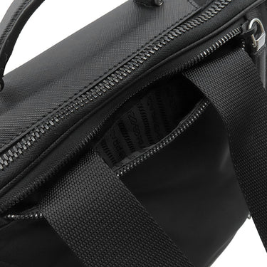 プラダ PRADA Re-Nylon xサフィアーノレザー ブリーフケース 2VE015 ブラック ナイロン サフィアーノレザー 2WAYバッグ シルバー金具 黒 バックパック ビジネス ※ネームタグ欠品