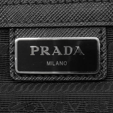 プラダ PRADA Re-Nylon xサフィアーノレザー ブリーフケース 2VE015 ブラック ナイロン サフィアーノレザー 2WAYバッグ シルバー金具 黒 バックパック ビジネス ※ネームタグ欠品