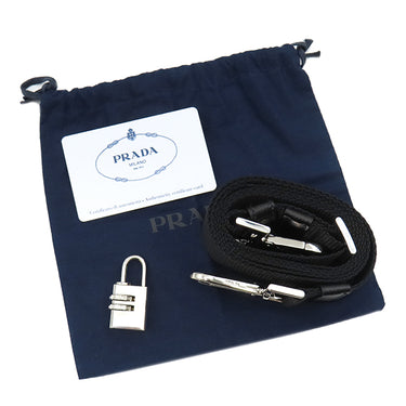 プラダ PRADA Re-Nylon xサフィアーノレザー ブリーフケース 2VE015 ブラック ナイロン サフィアーノレザー 2WAYバッグ シルバー金具 黒 バックパック ビジネス ※ネームタグ欠品