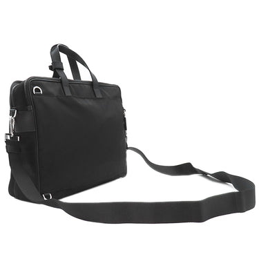 プラダ PRADA Re-Nylon xサフィアーノレザー ブリーフケース 2VE015 ブラック ナイロン サフィアーノレザー 2WAYバッグ シルバー金具 黒 バックパック ビジネス ※ネームタグ欠品