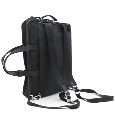 プラダ PRADA Re-Nylon xサフィアーノレザー ブリーフケース 2VE015 ブラック ナイロン サフィアーノレザー 2WAYバッグ シルバー金具 黒 バックパック ビジネス ※ネームタグ欠品