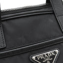 プラダ PRADA Re-Nylon xサフィアーノレザー ブリーフケース 2VE015 ブラック ナイロン サフィアーノレザー 2WAYバッグ シルバー金具 黒 バックパック ビジネス ※ネームタグ欠品