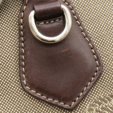 プラダ PRADA ロゴジャガード トートバッグ ベージュ×ブラウン キャンバス レザー 2WAYバッグ シルバー金具 茶 三角ロゴプレート ハンドバッグ ショルダーバッグ