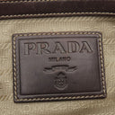 プラダ PRADA ロゴジャガード トートバッグ ベージュ×ブラウン キャンバス レザー 2WAYバッグ シルバー金具 茶 三角ロゴプレート ハンドバッグ ショルダーバッグ