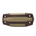 プラダ PRADA ロゴジャガード トートバッグ ベージュ×ブラウン キャンバス レザー 2WAYバッグ シルバー金具 茶 三角ロゴプレート ハンドバッグ ショルダーバッグ