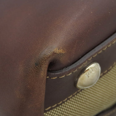 プラダ PRADA ロゴジャガード トートバッグ ベージュ×ブラウン キャンバス レザー 2WAYバッグ シルバー金具 茶 三角ロゴプレート ハンドバッグ ショルダーバッグ