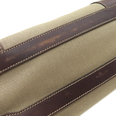 プラダ PRADA ロゴジャガード トートバッグ ベージュ×ブラウン キャンバス レザー 2WAYバッグ シルバー金具 茶 三角ロゴプレート ハンドバッグ ショルダーバッグ