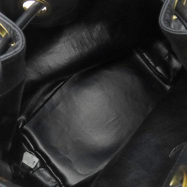 シャネル CHANEL 巾着ショルダーバッグ ブラック ラムスキン ショルダーバッグ ゴールド金具 黒 ココマーク ココボール