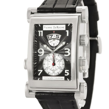 腕時計 ピエール ドゥロッシュ Pierre DeRoche スプリットロック SPR30001ACI0-003CRO 自動巻き メンズ 黒 クロノグラフ デイト スモセコ