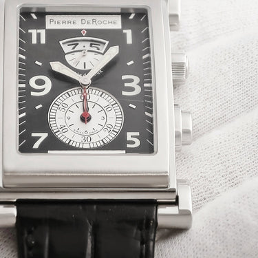 腕時計 ピエール ドゥロッシュ Pierre DeRoche スプリットロック SPR30001ACI0-003CRO 自動巻き メンズ 黒 クロノグラフ デイト スモセコ