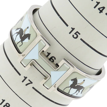 エルメス HERMES クリッククラック ブルー×マルチカラー GP エナメル ブレスレット シルバー金具 Hブレス 馬柄