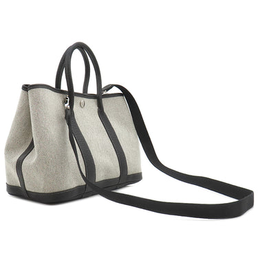 エルメス HERMES ガーデンパーティーTPM グレー×ブラック トワルアッシュ レザー 2WAYバッグ シルバー金具 ショルダー 斜め掛け